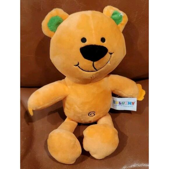 11 Inch Orange Fanged Tooth Bear Splushy Stuffed Animal Plush Toy - Picture 1 of 6